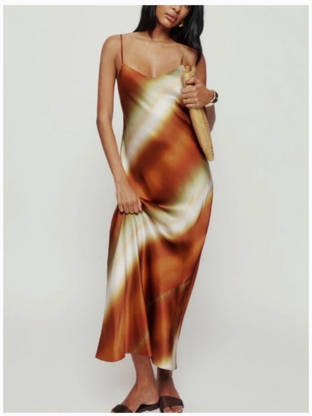 Reformation Parma 100% Silk Popsicle Stripe Maxi Slip Dress Small